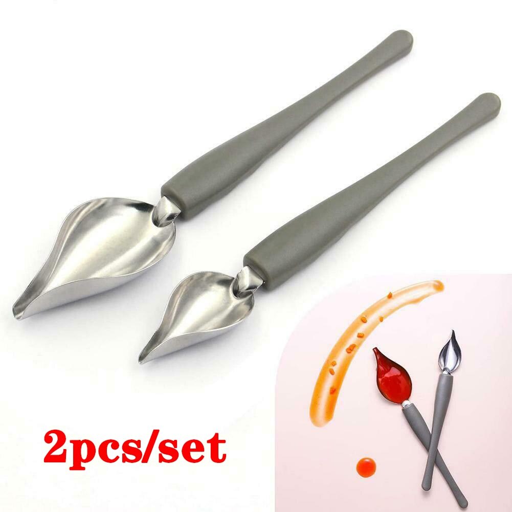 Talerz danie sos malowanie łyżka stal nierdzewna szef kuchni dekoracja ołówek rysuj narzędzia łyżeczki robić kawy kuchnia restauracja deser narzędzia: 2szt