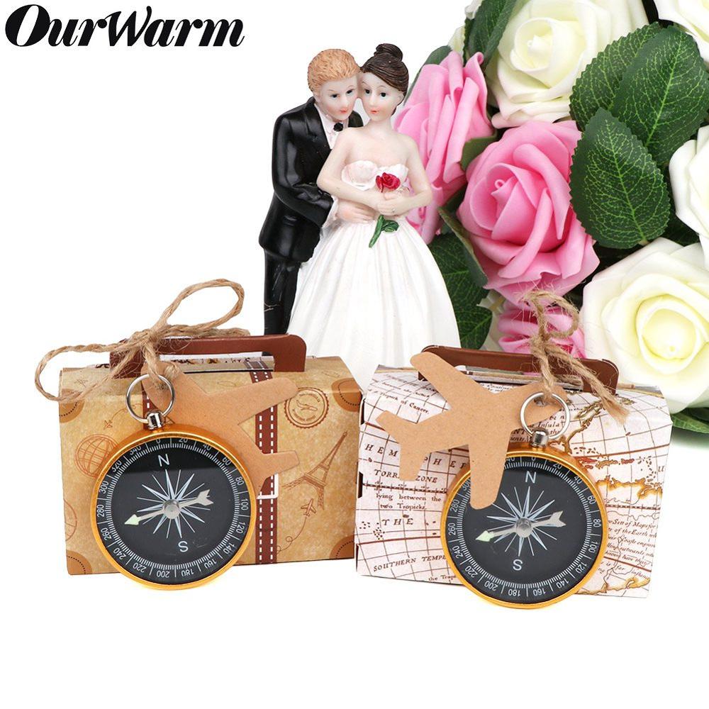Ourwarm kraftpapir slik boks mini kuffert tasker fest favoriserer til gæster bryllup baby shower fødselsdag dekoration