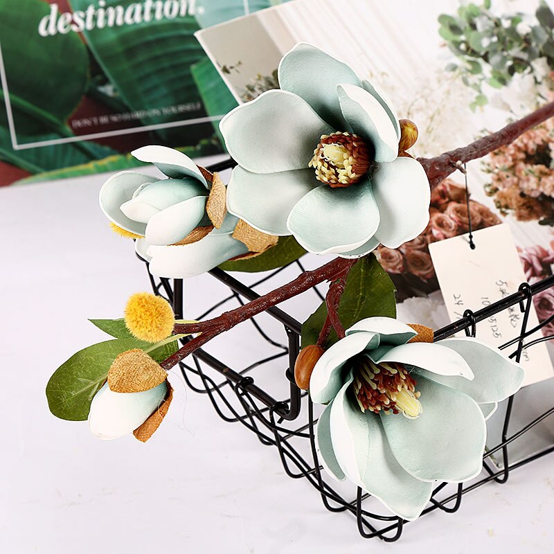 5 magnolia flowers 75CM artificial flowers: blue