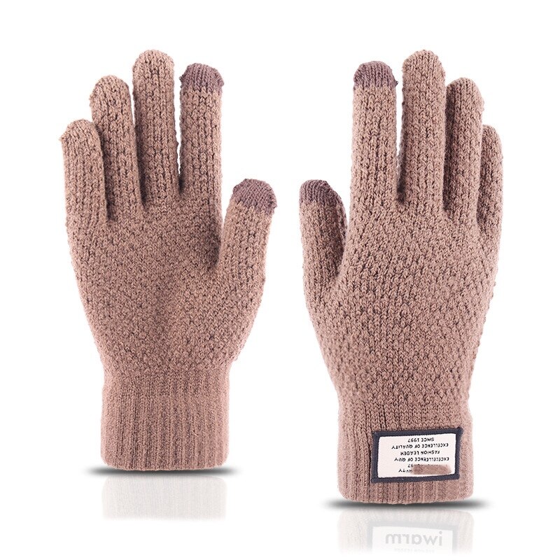 knitted warm touch screen gloves for men's autumn and winter thickened woolen gloves