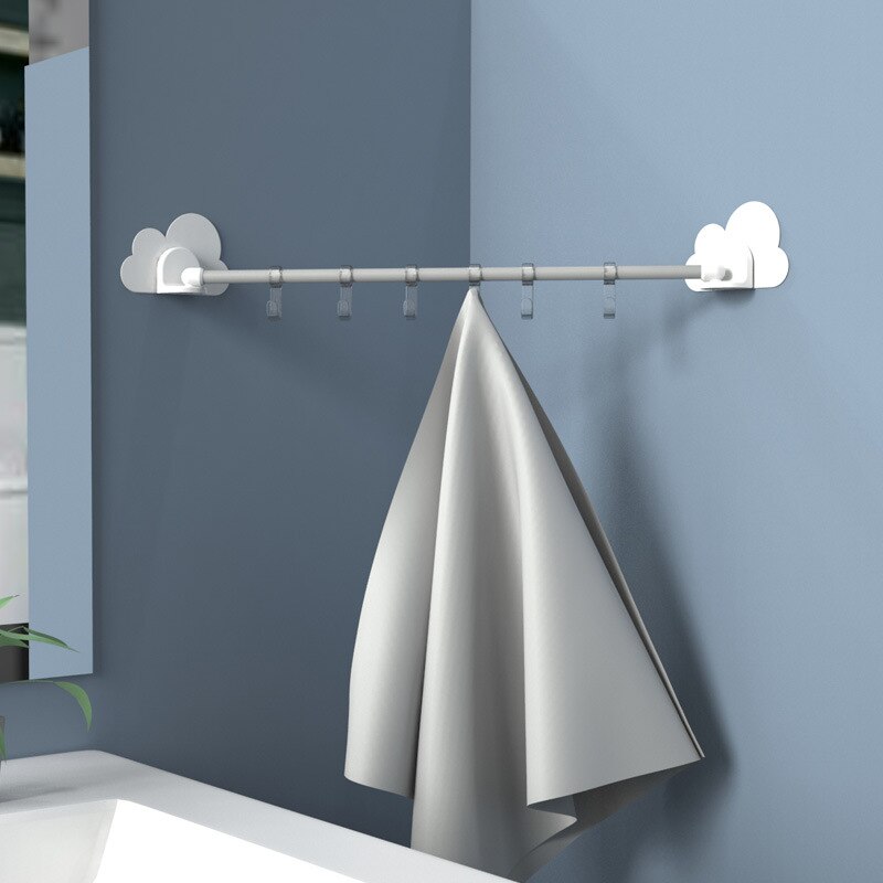 Wall-mounted Hanger Rack Home Kitchen Living Room Bedroom Bathroom 6 Removable Hooks Cartoon Cloud hook Wall Stick-On