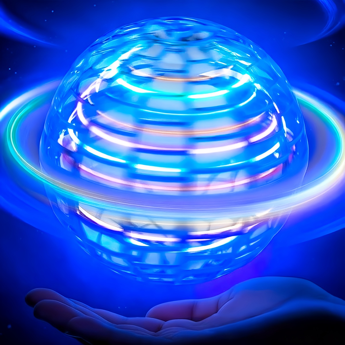 Flying Ball with Lights Cosmic Globe 360° Rotating Suspension Ball Hand Controlled Color LED Suitable for Indoor and Outdoor Toy