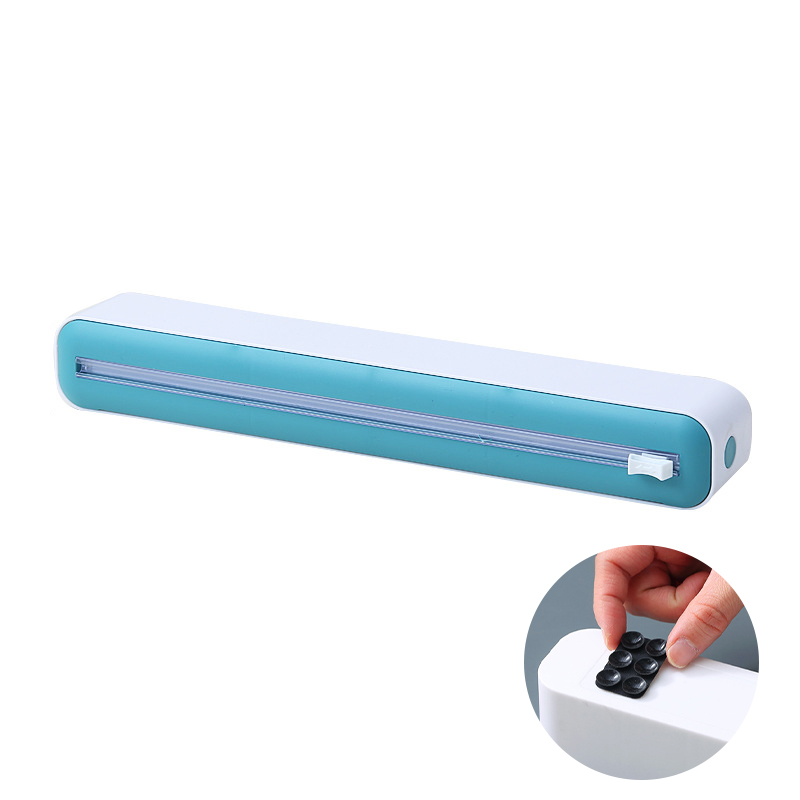 Dispensador magnético de Film para alimentos, caja de almacenamiento con cortador, papel de aluminio, cortador de Film elástico, accesorios de cocina, novedad: Azul oscuro
