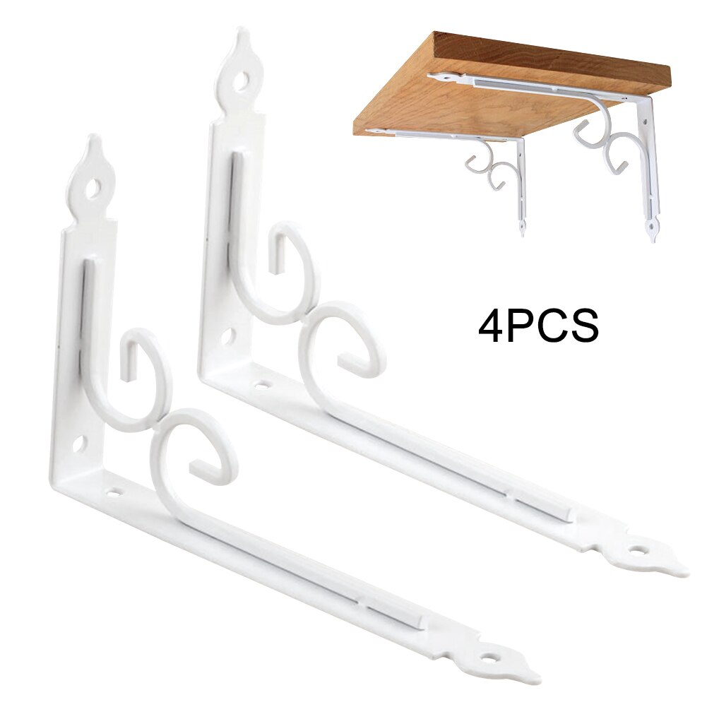 4pcs Wall Mounted Home Decor Cupboard Iron Bedroom Fixing Bathroom Right Angle Shelf Bracket Easy Install Heavy Duty Corner