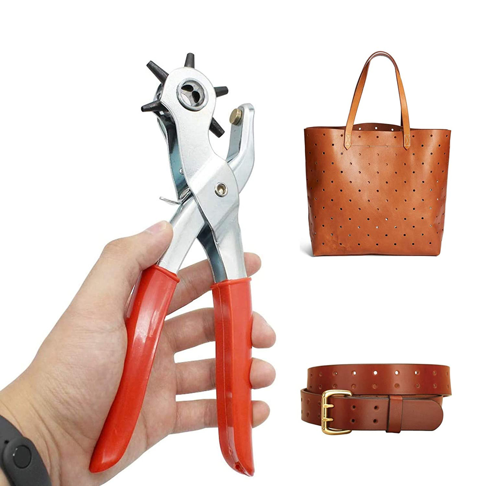 6-Size Hole Punch Tool Eyelet Hole Punch Pliers Kit Leather Belts Hole Puncher Kit with 100pcs Eyelets for Bag Strap Dog Collars