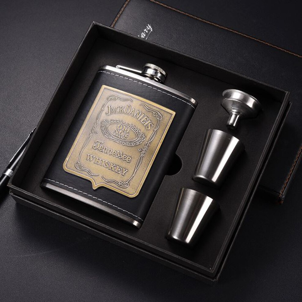8OZ Small Hip Flask Russian Stainless Steel Hip Flask Outdoor Portable High-End Wine Bottle Metal Hip Flask Set: hip flask set 03