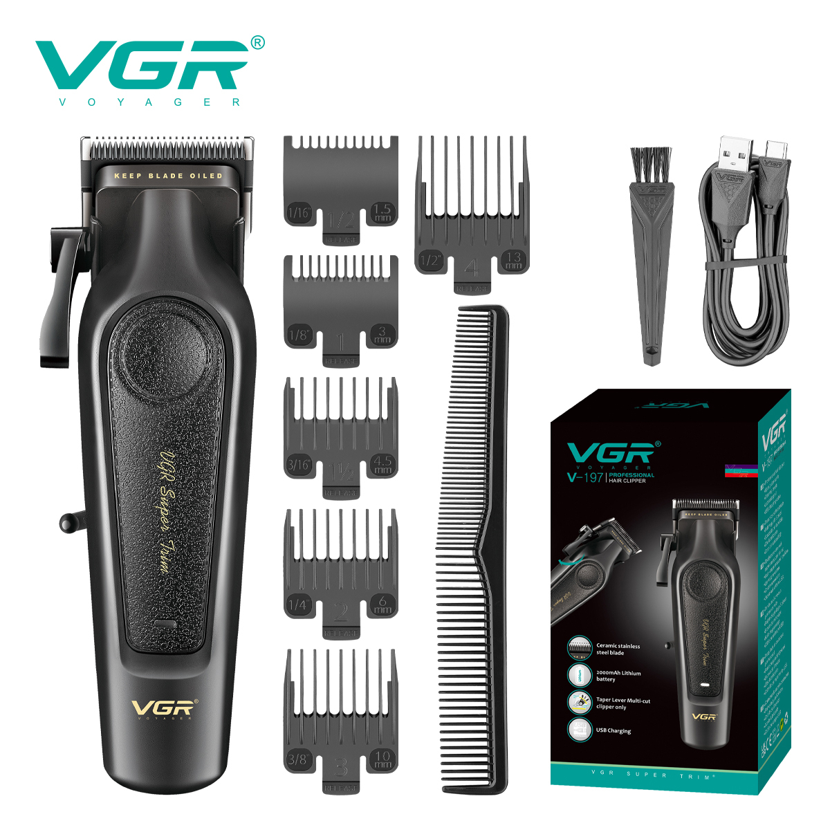 VGR Haarschneider Professioneller Haarschneider Verstellbare Haarschneidemaschine Verstellbarer Elektro-Friseur-Haarschneider für Männer V-197: Ursprünglich Titel