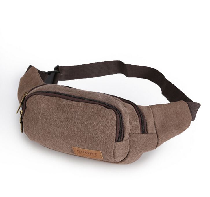 Vogue Star -Selling Multifunctionele Casual Canvas Taille Pack Organizer Tas Voor Mannen Taille Zakken LA106: Bruin