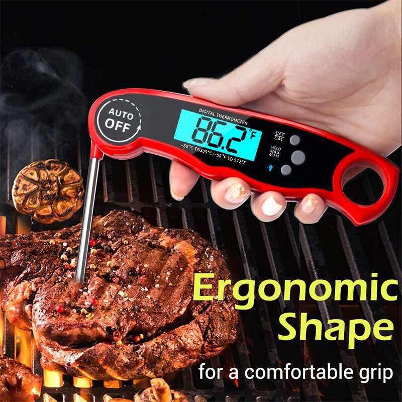 2 Pack Instant Read Meat Thermometer,Digital Kitchen Cooking Thermometer with Foldable Probe For Fry BBQ Grill