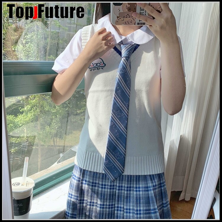 WOMEN Japanese girl's Knitted Vest cute versatile sweater school Uniform Cardigans Baby seal embroidery sweater