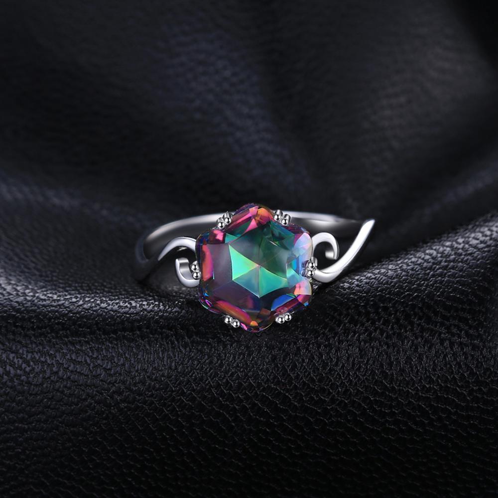 Jewpalace 4ct Genuine Rainbow Mystic Topaz Ring 925 Sterling Zilveren Ringen Voor Vrouwen Engagement Ring Zilver 925 Edelstenen Sieraden