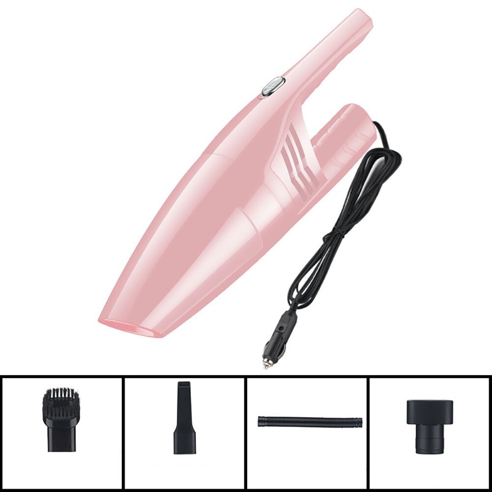Alta succión aspirador de mano para coche, de 120W, uso doble en seco y mojado, 12V, Mini, impermeable, para coche: Pink