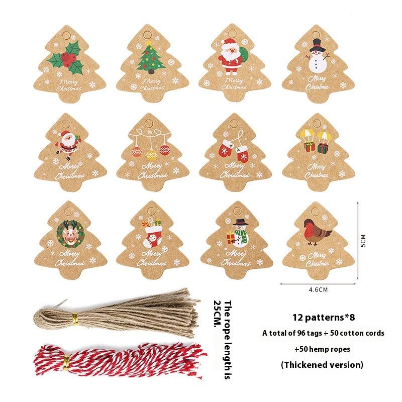 48 szt. Etykiety na choinkę, woreczki na prezenty, wiszące etykiety z papieru kraft, retro świąteczne opakowania na cukierki i ciasteczka, dekoracje bożonarodzeniowe kolęda Navidad: Oliwkowy