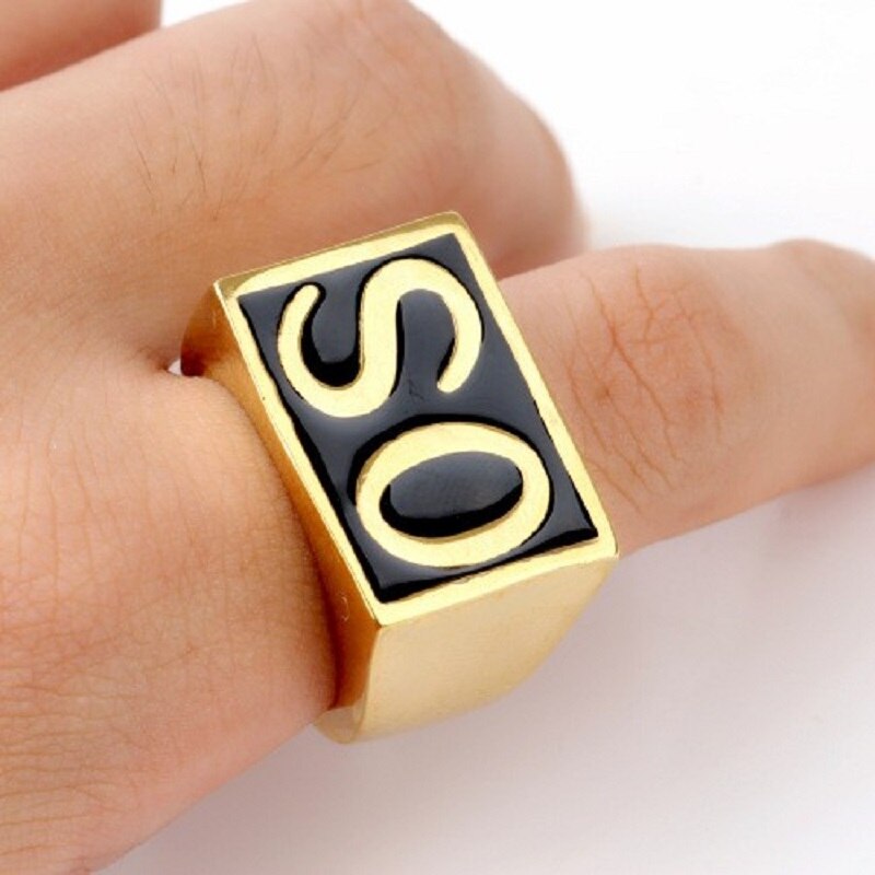 Dus Mannen Gothic Biker Ring Signet 316L Rvs Golden Tone Mannen Sieraden