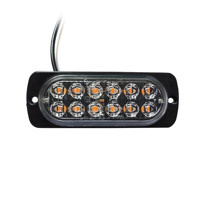 4PCS Yellow 12 LED 36W Light Bar Car Truck Hazard Beacon Warning Lamp Grill Breakdown DC12V Led Amber Lamp Accessories