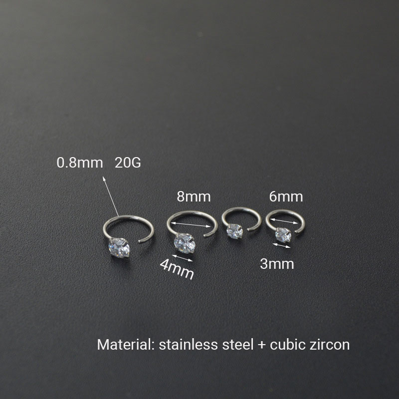 2 stuks roestvrij staal CZ piercing oorbel Stud oor bot kraakbeen Helix tragus Daith Conch Rook hoepel oorbel vrouwen ongebruikelijke ring