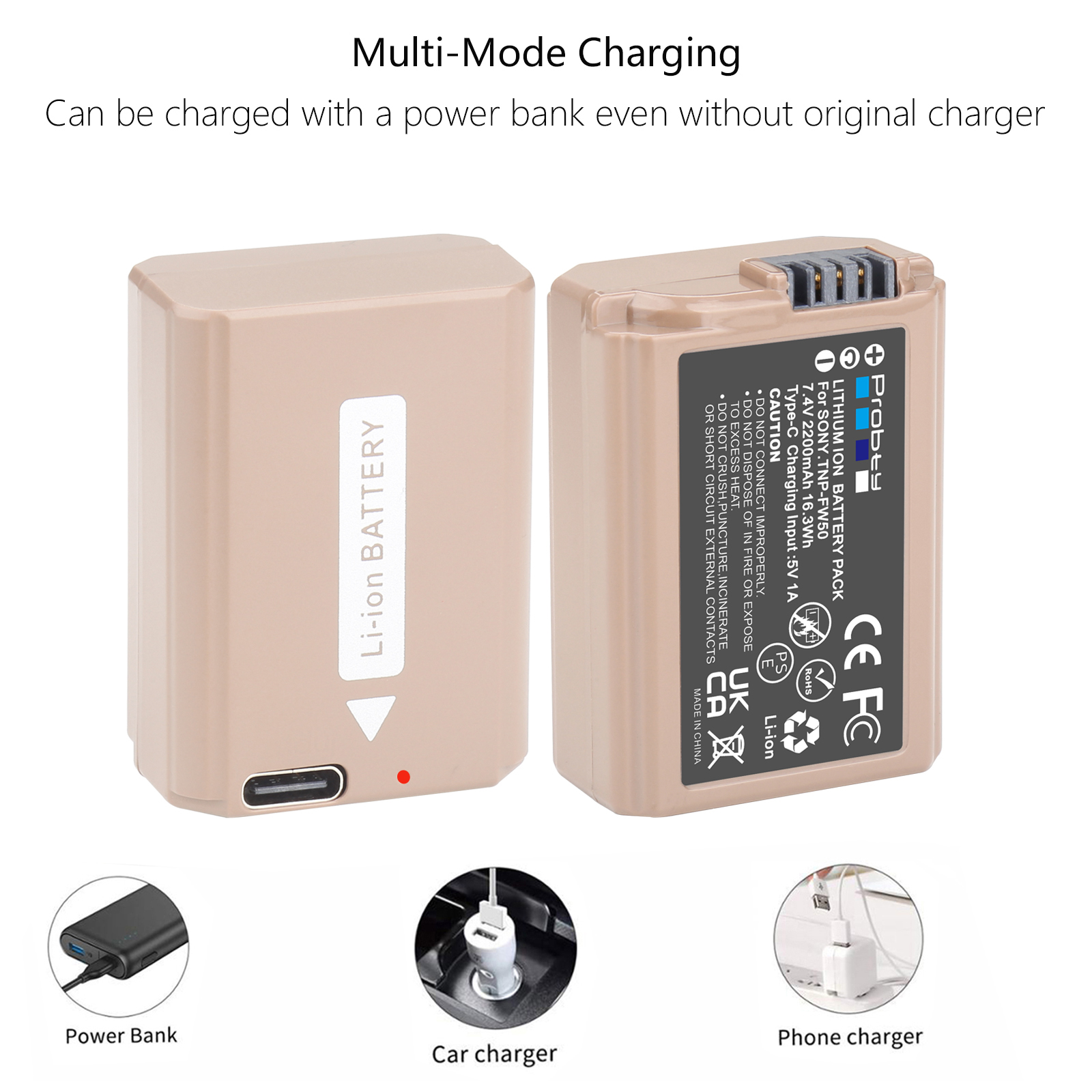 Nueva actualización de batería NP-FW50 NPFW50 de 2200mAh para Sony ZV-E10, Alpha A6400 A6000 A6300 A6500 A5100 A7 A7II A7RII A7SII A7S A7S2 A7R