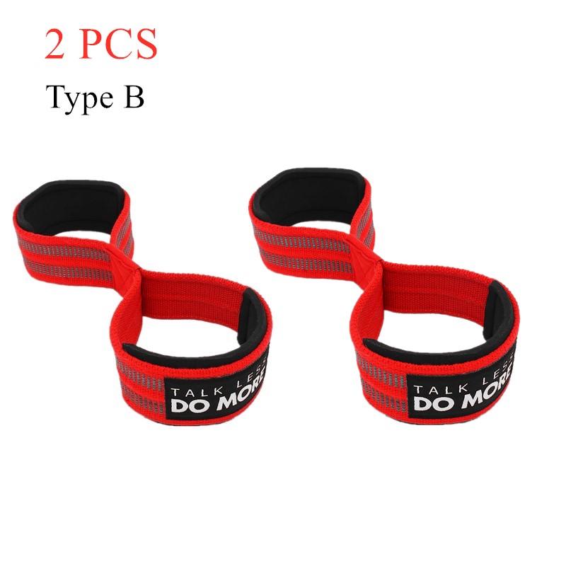 Figuur 8 Gewichtheffen Bandjes Voor Home Gym Powerlifting Fitness Pull-Up Deadlift Horizontale Bar Aangrijpend Kracht Polssteun: Type B-Red