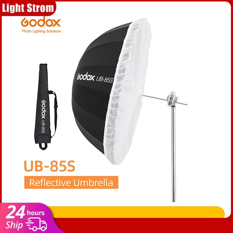 Godox UB-85S 33.5 Inch 85Cm Parabolische Zwart Reflecterende Paraplu Studio Licht Paraplu Met Zwart Zilver Diffuser Cover Doek