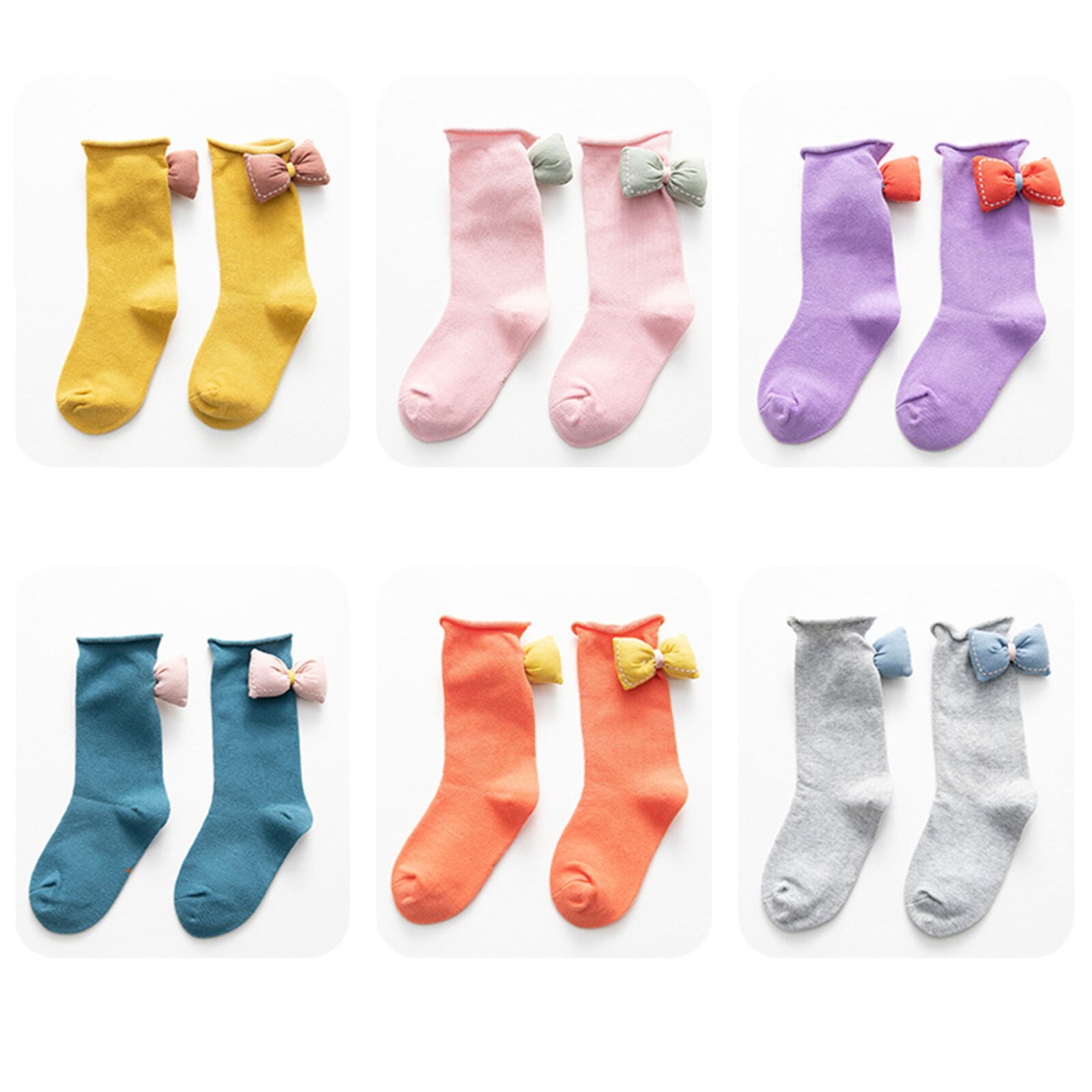 Kinderen Meisjes Mode Strik Sokken Eenvoudige Stijlvolle Sokken Effen Kleur Comfortabele Sokken Voor Kinderen Baby Meisjes