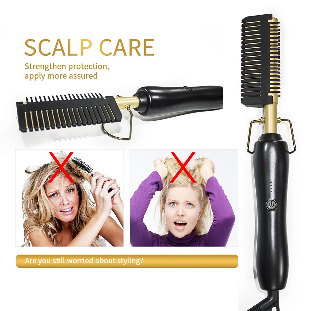 Hair Straightener Flat Irons Heating Comb Straightening Brush Straight Styler Corrugation Curling Iron Curler a/c Tools