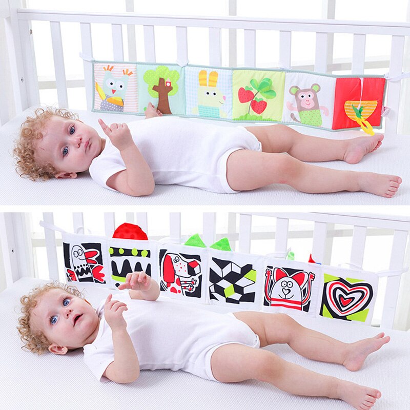 Baby Cartoon Dier Babyrammelaars Doek Boek Baby Bed Wieg Bumper Met Bijtring Educatief Speelgoed Baby Speelgoed 0-12 maanden