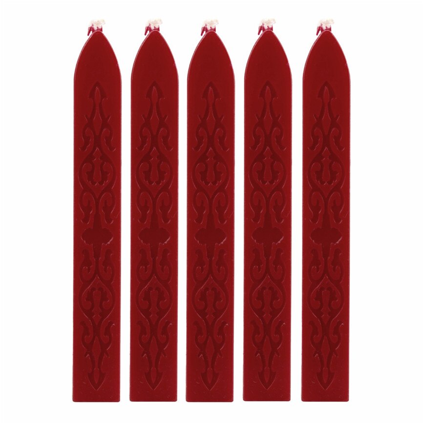 Bâtons de cire pour scellage | Sceau manuscrit doré Vintage de 5 pièces, mèches pour courrier affranchissement bureau 85*10*10mm: Red
