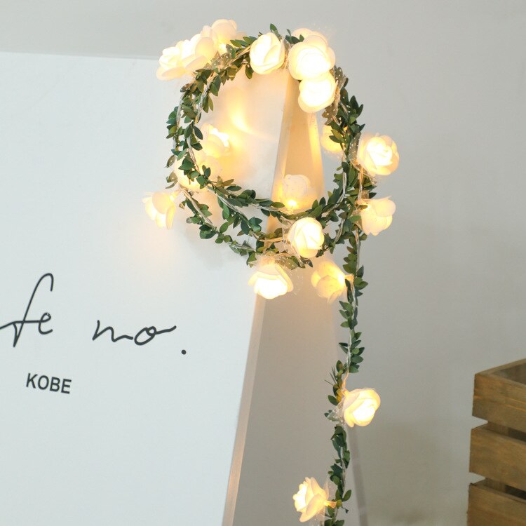 20/40led Rose Flower Led Fairy String Lights USB Battery Powered Wedding Christmas Lights Garland Decorations for Home Outdoor: 1.5M 10leds-Battery
