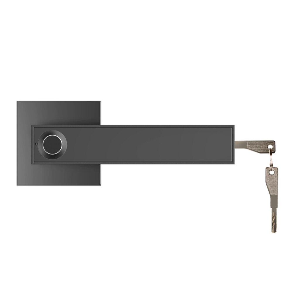 Square Smart Biometrics Lock Fingerprint Lock With Mechanical Key Handle Lock Anti-Theft For Home Office Apartment Hotel Garage: black