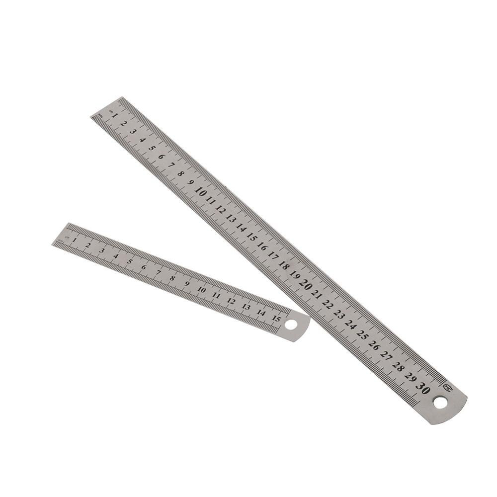 1 Pc Stainless Steel Double Side Straight Ruler 15cm/6 inch 30cm/12 inch Metric Ruler Stationery Supplies