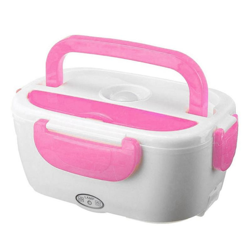 Fiambrera portátil de 110V con calefacción eléctrica, caja de comida, contenedor, calentador de alimentos para el hogar, coche, fiambrera para escuela, caja de almacenamiento, vajilla,: Rosa / 12V