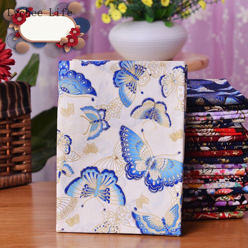 Lychee Leven Japanse Vlinder Kraan Gedrukt Patchwork Stof Zwart Rood Katoen Kersenbloesem Bronzing Stof Diy Naaien Ambachten: 1