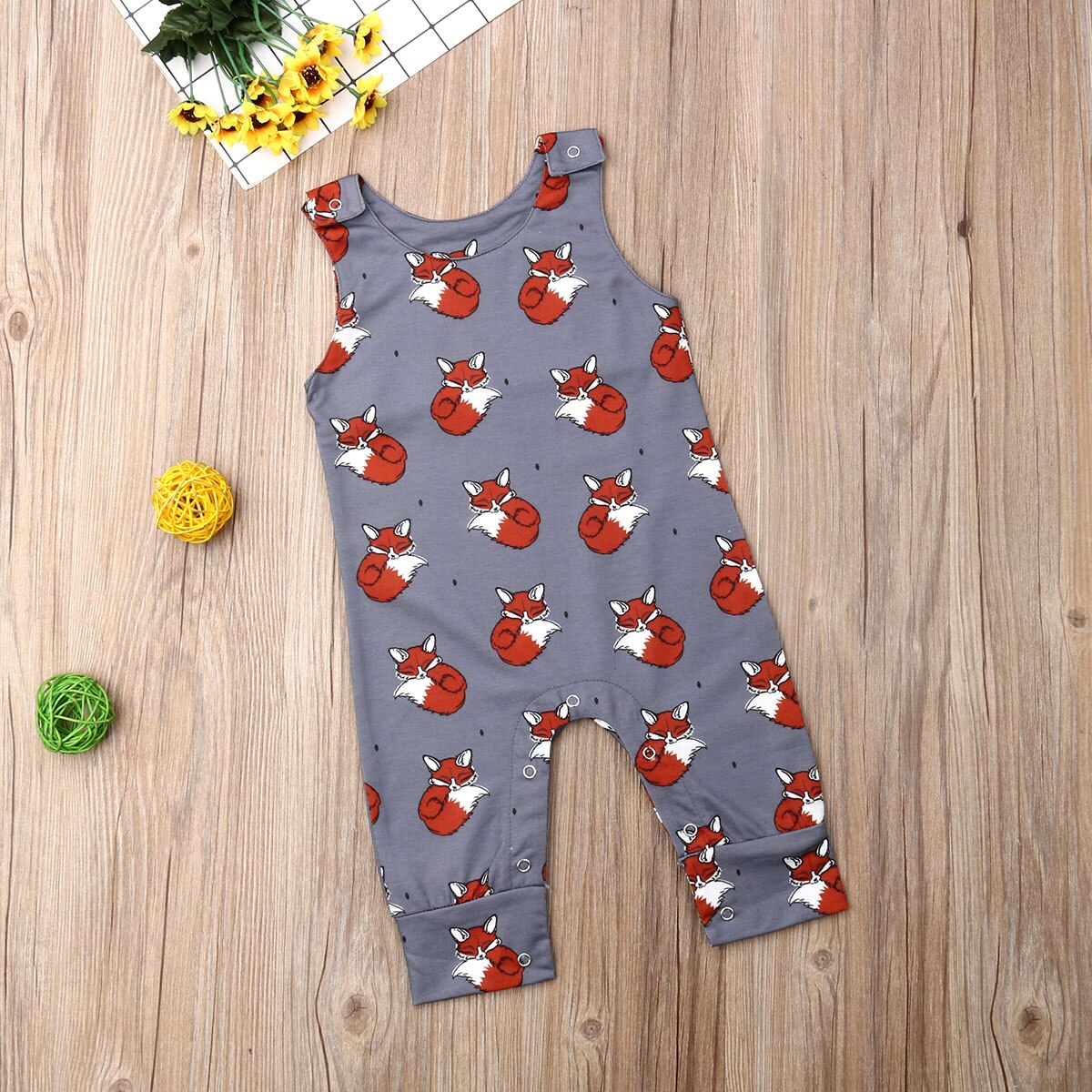 Pudcoco Newes Moda Bebê Recém-nascido Da Menina do Menino Roupas Fox Dos Desenhos Animados Imprimir Mangas Romper Jumpsuit One Piece-Roupa Playsuit