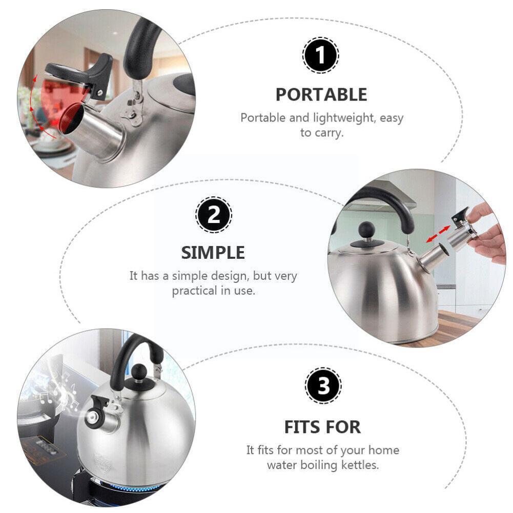 Steel Kettle Whistle Nozzle Water Boiling Flute Nozzle Water Kettle Kitchen Spout Self Accessories Alarm Sounding U7a7