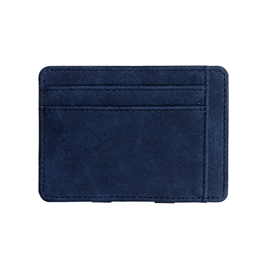 Men Wallet Small Size Magic Band Solid Color Card Holder Coin Purse FOU99: Deep Blue