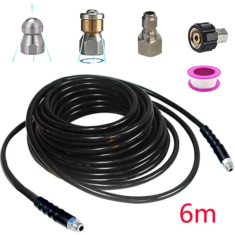 Boquilla de ahorro de agua, manguera eléctrica de alta presión para lavado de manguera de alta presión con boquilla de agua, manguera de limpieza de aguas residuales, 1800psi: Descolorido