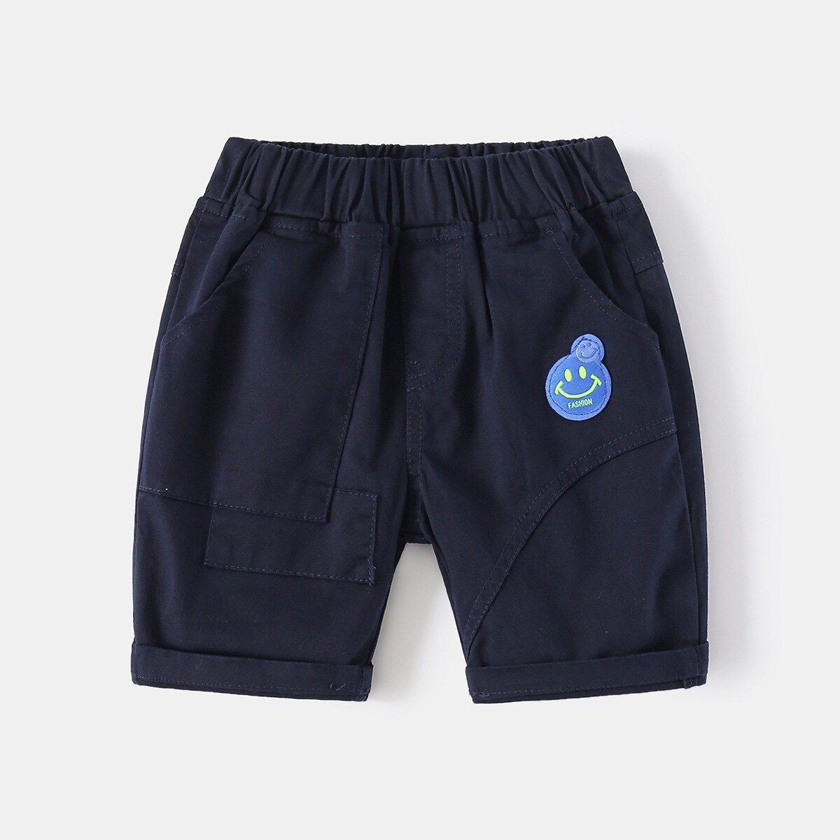 Smile Boys-pantalones cortos de algodón hasta la rodilla para niños, pantalón de cintura elástica, ropa de verano: navy / 6
