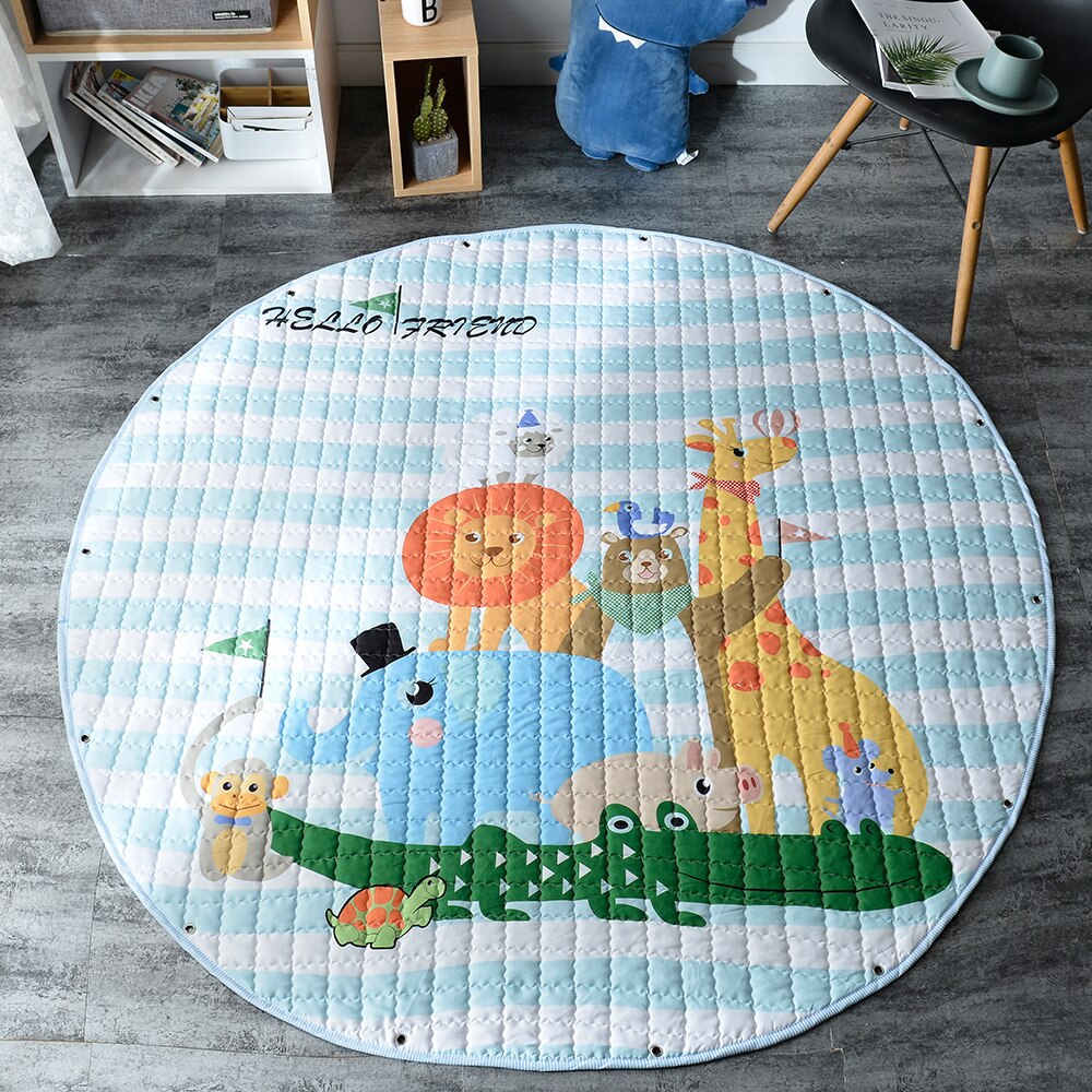 Djur björn lejon tecknat mönster lekmattor halkfria krypande matta filt barn leksaker förvaringsväska rum dekor foto rekvisita: 3