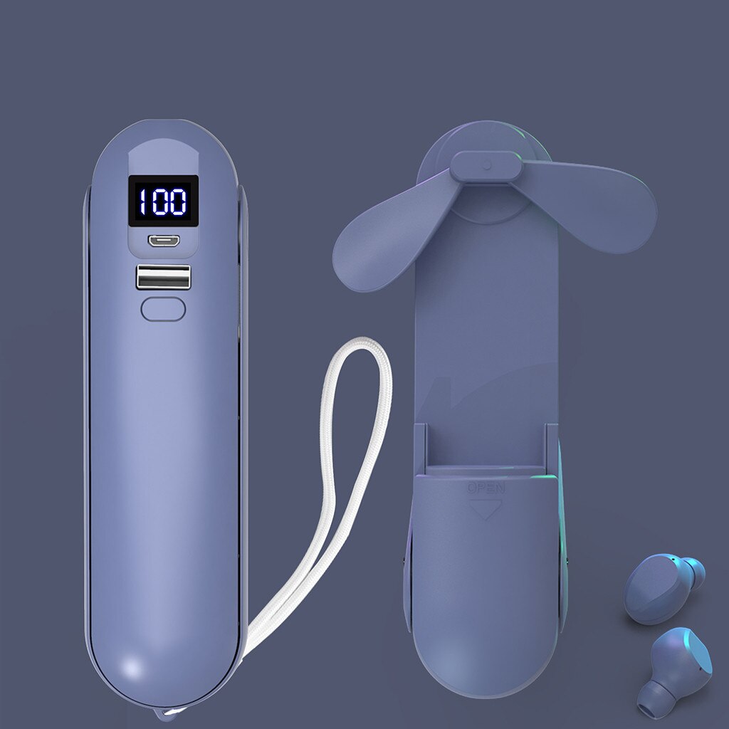 Usb Smart Home Draagbare Handheld Multifunctionele Mini Ventilator Zomer Opladen Ventilator Met Draadloze Bluetooth Headset Zaklamp