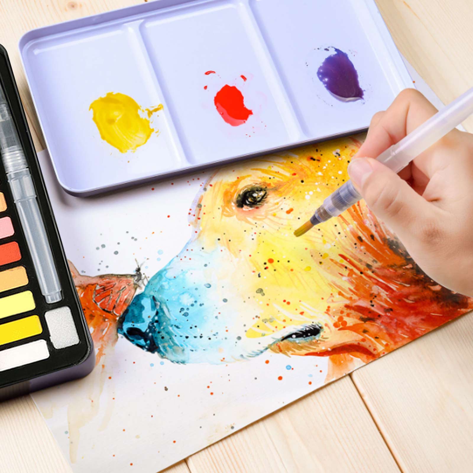 Aquarel Verf Set 12 Levendige Kleuren In Tin Box Met Penselen Effen Art Verf Voor Kinderen Volwassenen Student Beginner kunstenaar