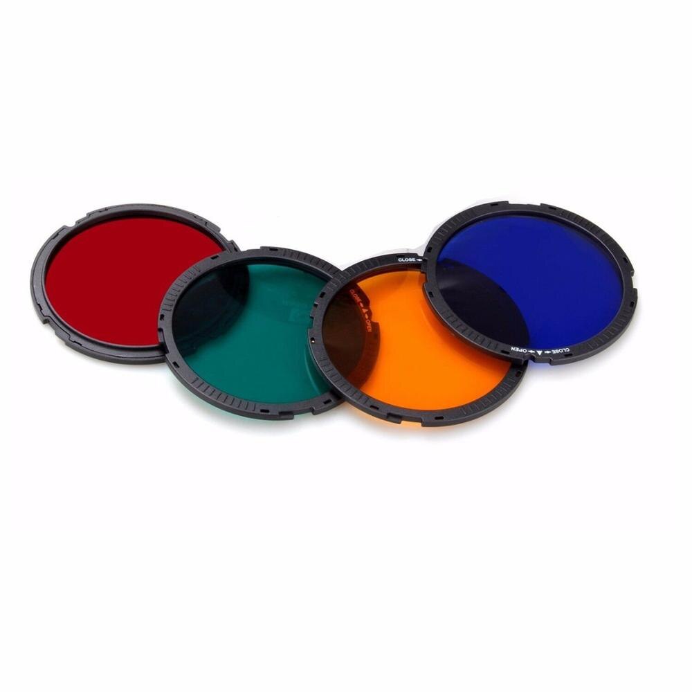 Nangmei NG-10X lente de foco com 4 filtros coloridos, montagem de bowens para flash e acessórios fotográficos com luz de led
