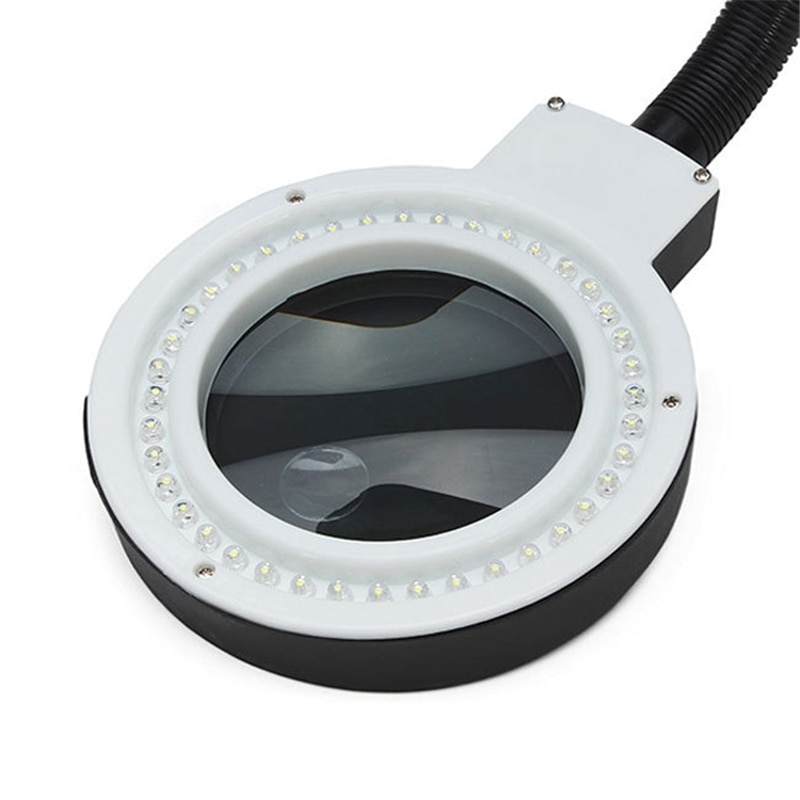 Eu Plug 220V Ambachten Glas Lens Led Bureau Vergrootglas Lamp Licht 5X 10X Vergrootglas Desktop Loupe Repareren Van Gereedschap Met 40 Leds Stand