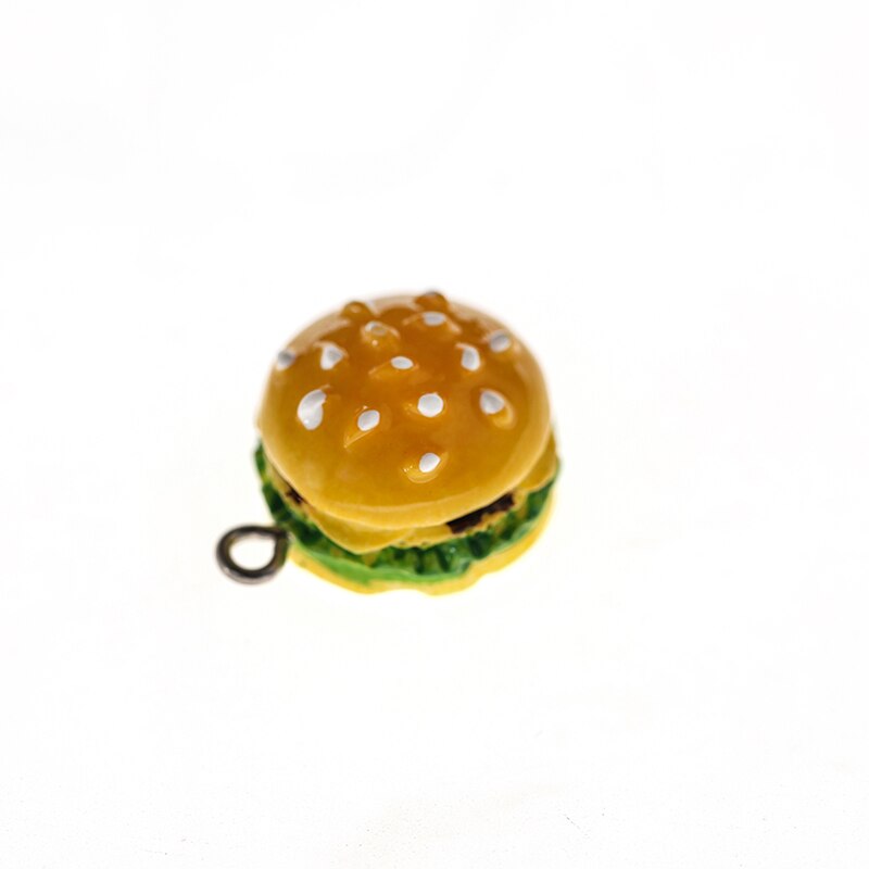 10 stk / lot sød diy harpiks simulering mad mini charms æg hamburger sandwich vafler cirkel håndværk smykker gør nøglering charme
