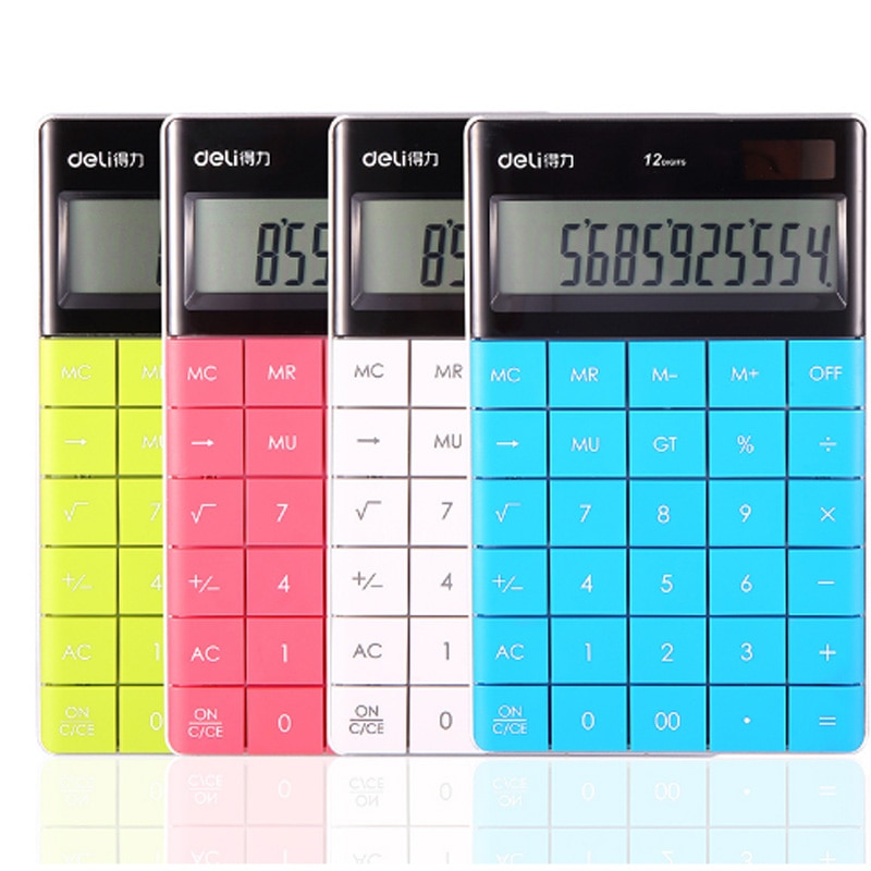 Hotsale calculadora Slim Portable mini 12 digital calculator Solar Energy Tablet buttons keyboard Dual power supply rekenmachine