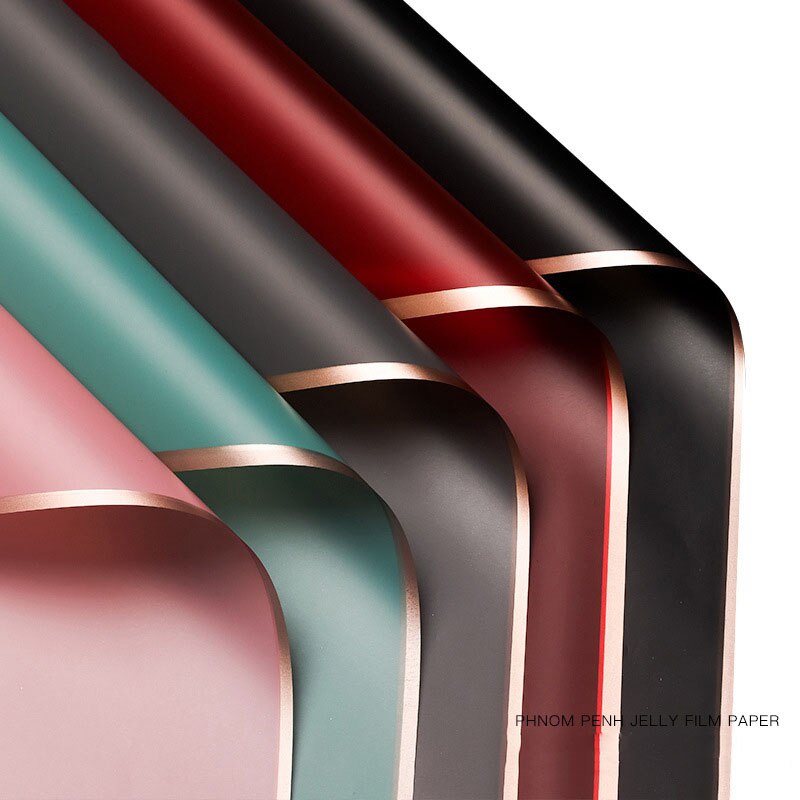 20pcs/lot Tissue Paper Gold Border Rose Flower Wrapping Paper Craft Scrapbooking Korean Wrap Floristics Bouquet Decorative