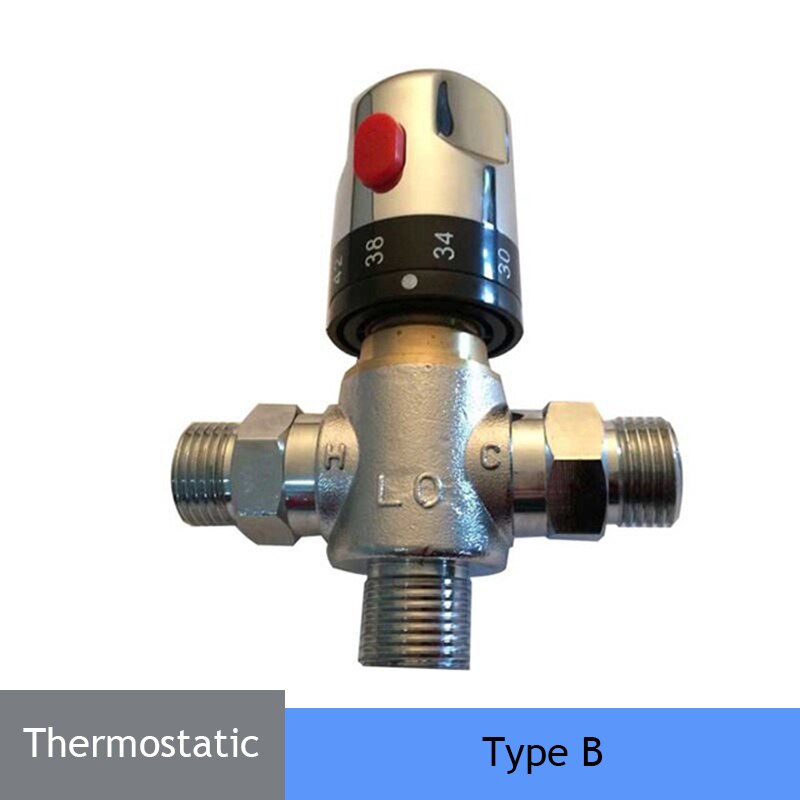 Chrome Thermostatic Brass Mixer Valve Brass Cartridge Mixer Valve Cold Water Temperature Control Mixer Bathroom Accessories: Type B