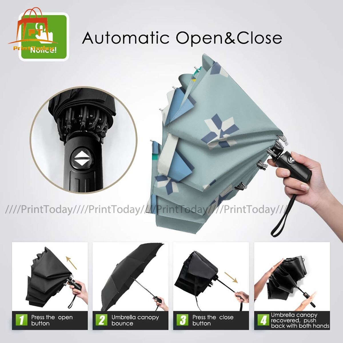 Kokeshi Umbrella Auto Protection Umbrella Charm Painting Garden Folding Umbrella