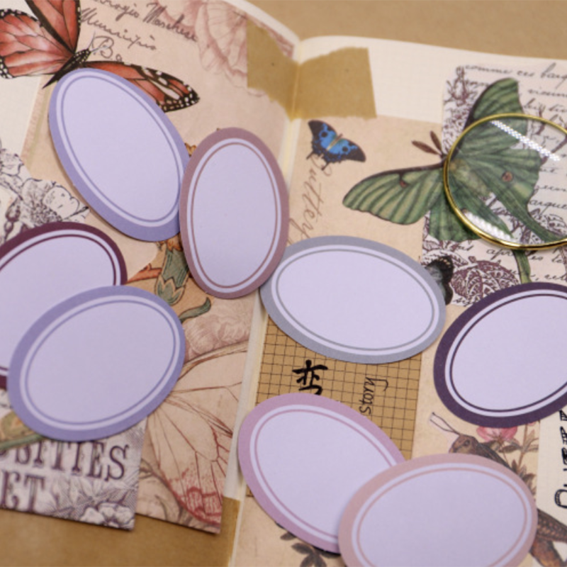 50Pcs/pack Vintage Writable Note Sticker Pack DIY Decorative Scrapbook Adhesive Labels Stickers Flakes Journal Supplies