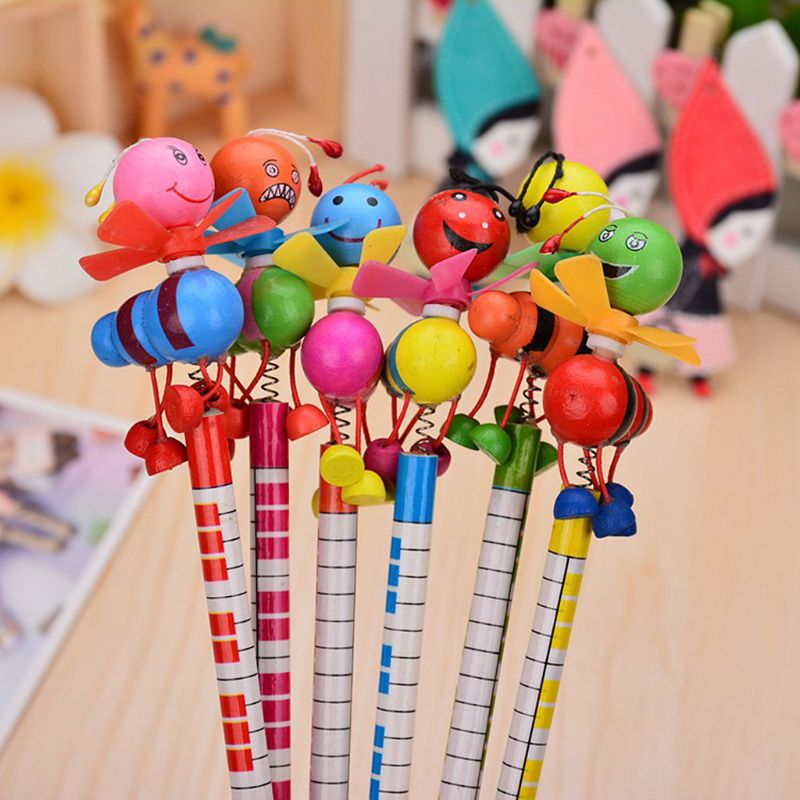 Wooden Windmill Cartoon Animals Pencil Kawaii Student Pencils Student Children Kids Personality Art Supplies Pencil Pen