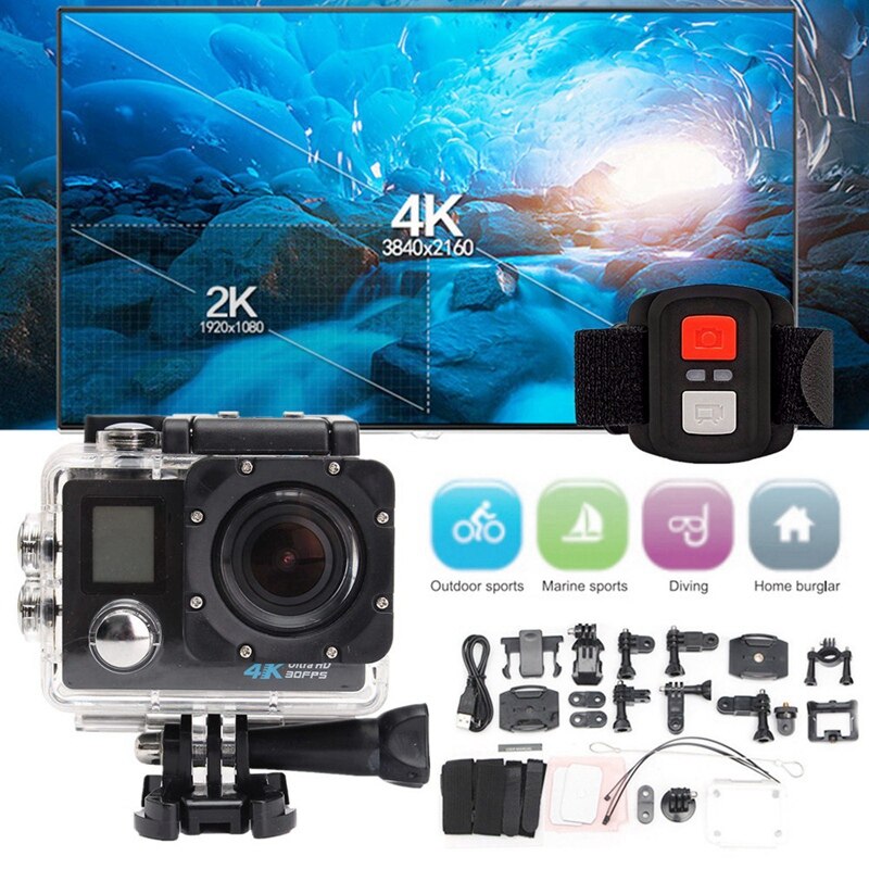 Dual Screen 4K 1080P Sports Waterproof Camera Sports DV 2.4G Remote Control Sports Camera